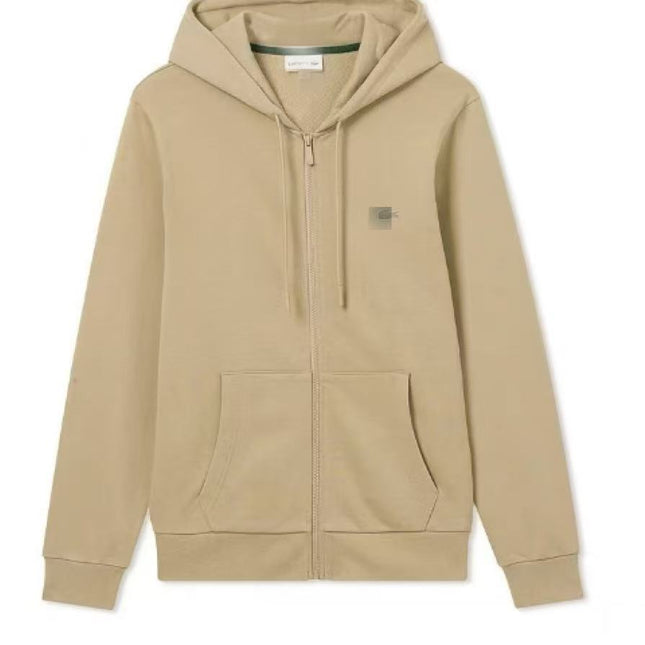 Red mouth embroidered hooded zip sweatshirt men's casual jacket