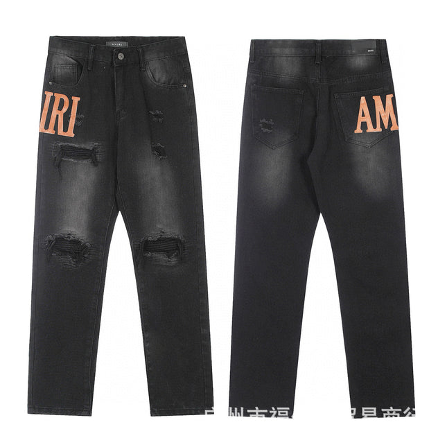 Punk Retro Blue Ripped Slim Stretch Men's Jeans