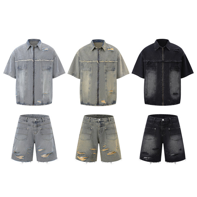 Vintage Ripped Denim Set
