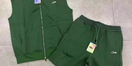 Streetwear Zipper Vest and Shorts Set
