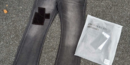 Ripped jeans patch flare washed zipper