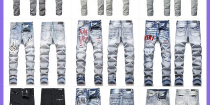 Punk Retro Blue Ripped Slim Stretch Men's Jeans