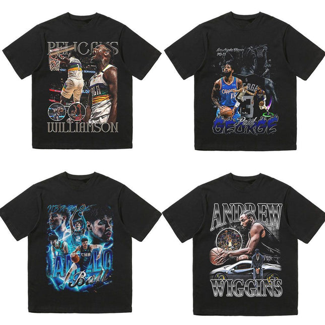 NBA Star Retro T-Shirt - Curry Kobe Morant Rose