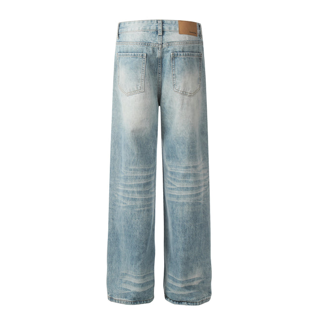 G6465 Vintage Loose Trend Men's Street Nostalgia Port Feng Wash Design High Men's and Women's Denim Pants
