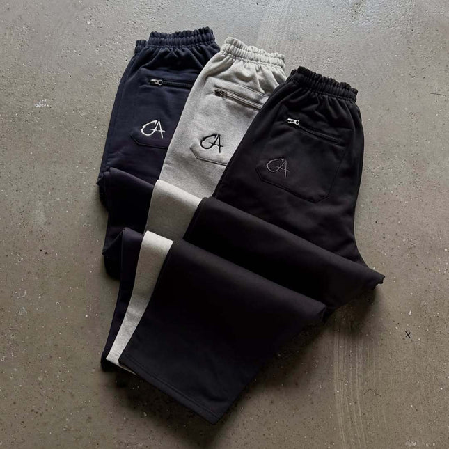 Double Waist Embroidery Folding Sweatpants for Couples