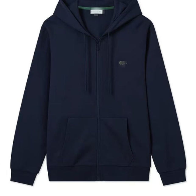 Red mouth embroidered hooded zip sweatshirt men's casual jacket