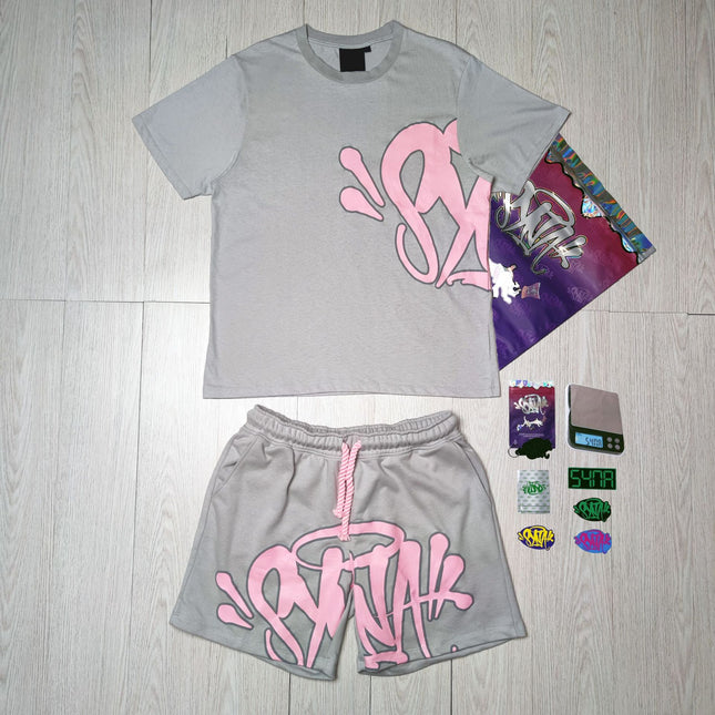 High Quality Syna Hip Hop Foam Print T-Shirt Set