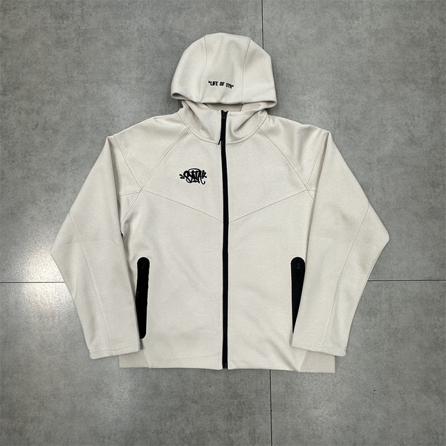 Contrast Stitch Hooded Cardigan Set