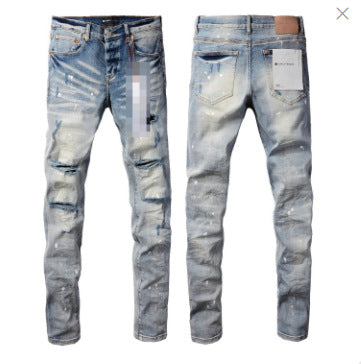vintage hole slim stretch jeans