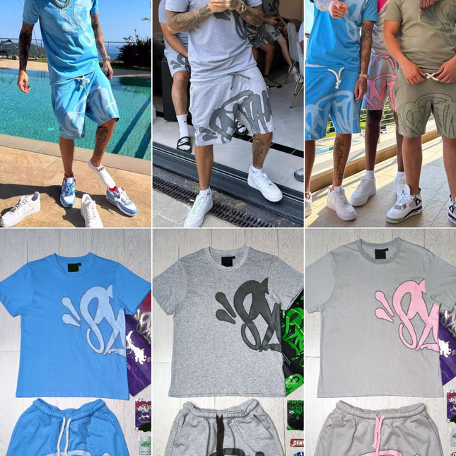 High Quality Syna Hip Hop Foam Print T-Shirt Set