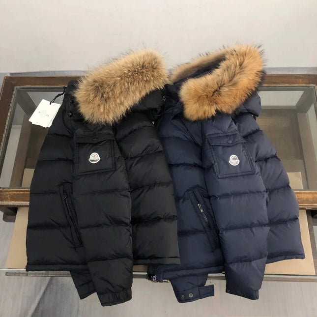 Unisex Fur Collar Hooded Winter Coat