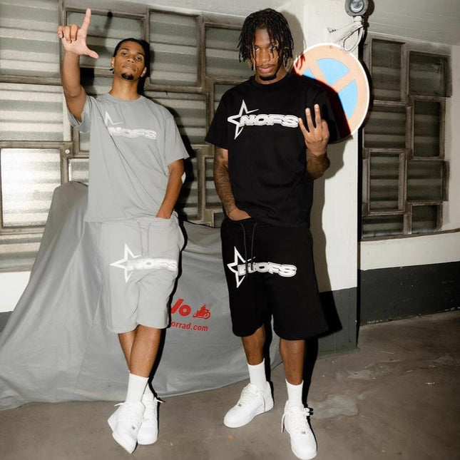 Summer Unisex Hip Hop Punk Print Shorts Set