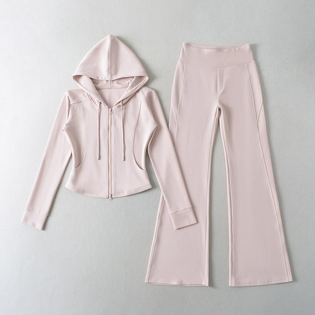 Women’s Zip Hoodie and Flared Pants Set
