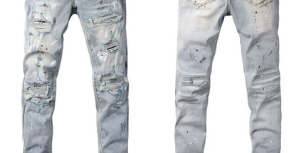 vintage hole slim stretch jeans