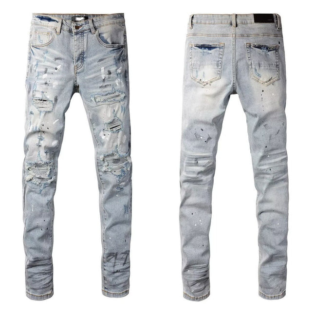 vintage hole slim stretch jeans