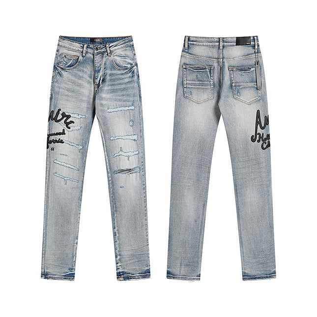 High Street Ripped Vintage Straight Jeans
