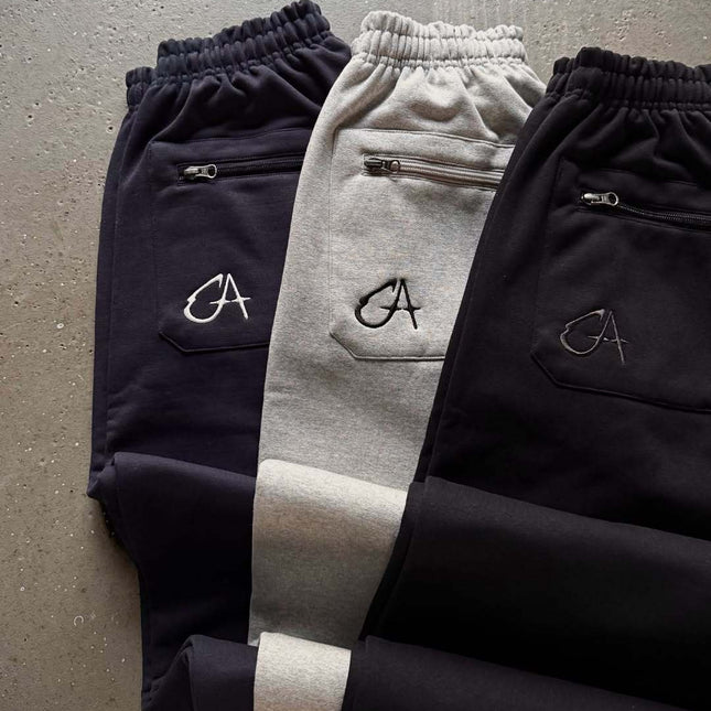 Double Waist Embroidery Folding Sweatpants for Couples