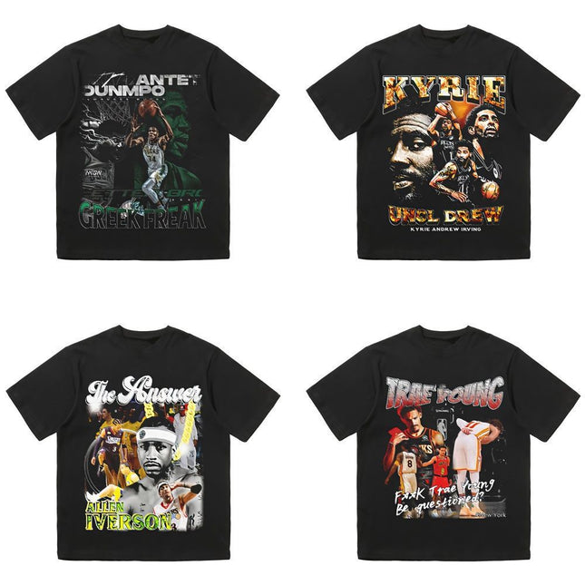 NBA Star Retro T-Shirt - Curry Kobe Morant Rose