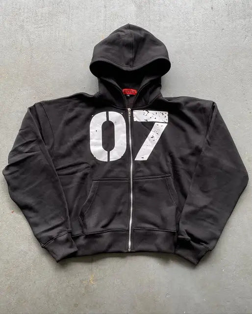 07 Trendy Street Zipper Hooded Pants Set