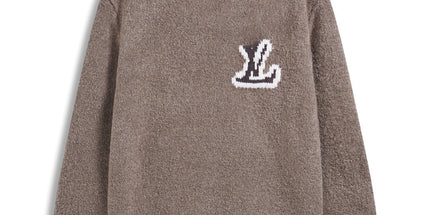 Correct version 25ss donkey family autumn and winter new four-leaf checkerboard letter logo jacquard wool knitwear sweater