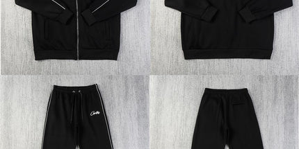 Stand-Up Collar Athleisure Zipper Jacket Set