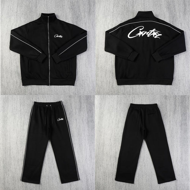 Stand-Up Collar Athleisure Zipper Jacket Set