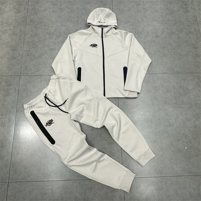 Contrast Stitch Hooded Cardigan Set