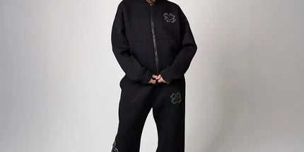 Embroidered Zip Hoodie & Pants Set Men Streetwear 2-Piece Tracksuit