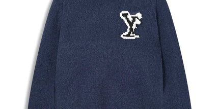 Correct version 25ss donkey family autumn and winter new four-leaf checkerboard letter logo jacquard wool knitwear sweater